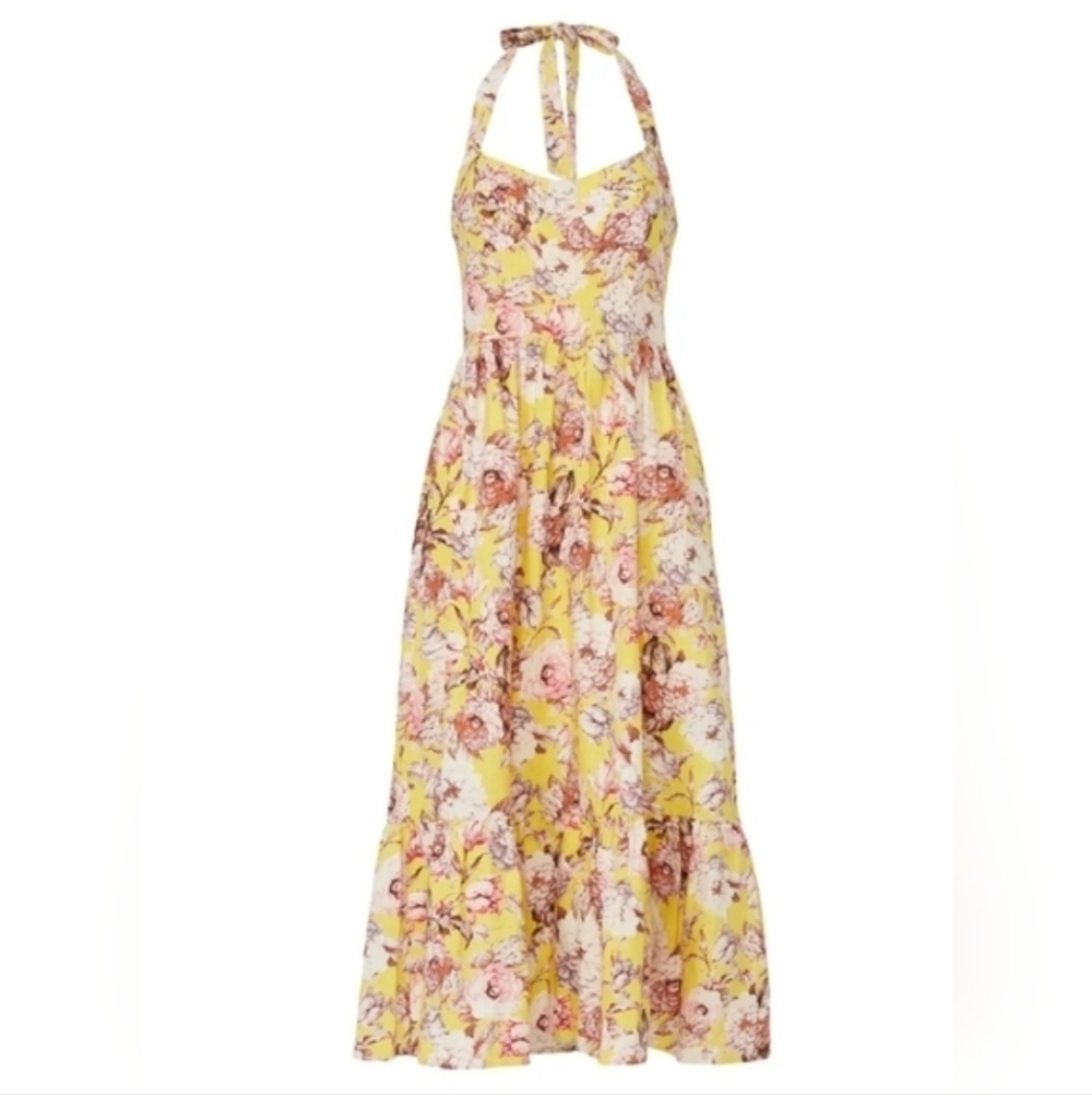 Bardot Labella yellow floral halter dress 4